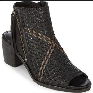 Sam Edelman Cooper Woven Side Zip Block Heel Sandals Women's Size 8